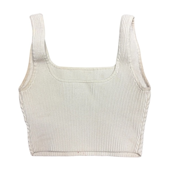 Aritzia Cream Ribbed Crop Top - Picture 3 of 3